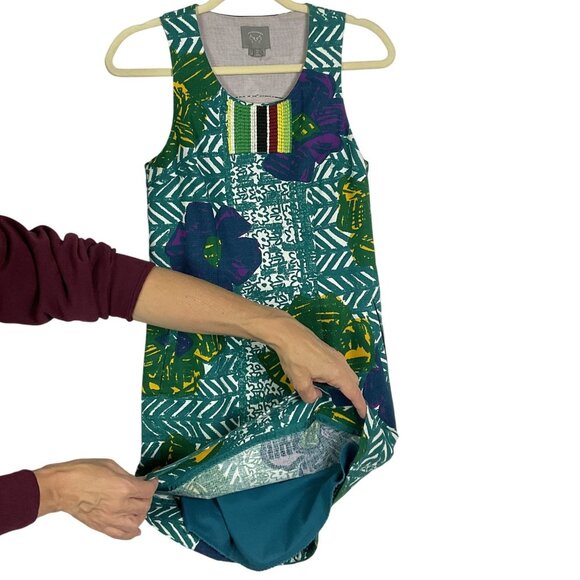 Anthropologie | Vanessa Virginia Graphic Hibiscus shift dress, US size 0, Pocket - Picture 4 of 14